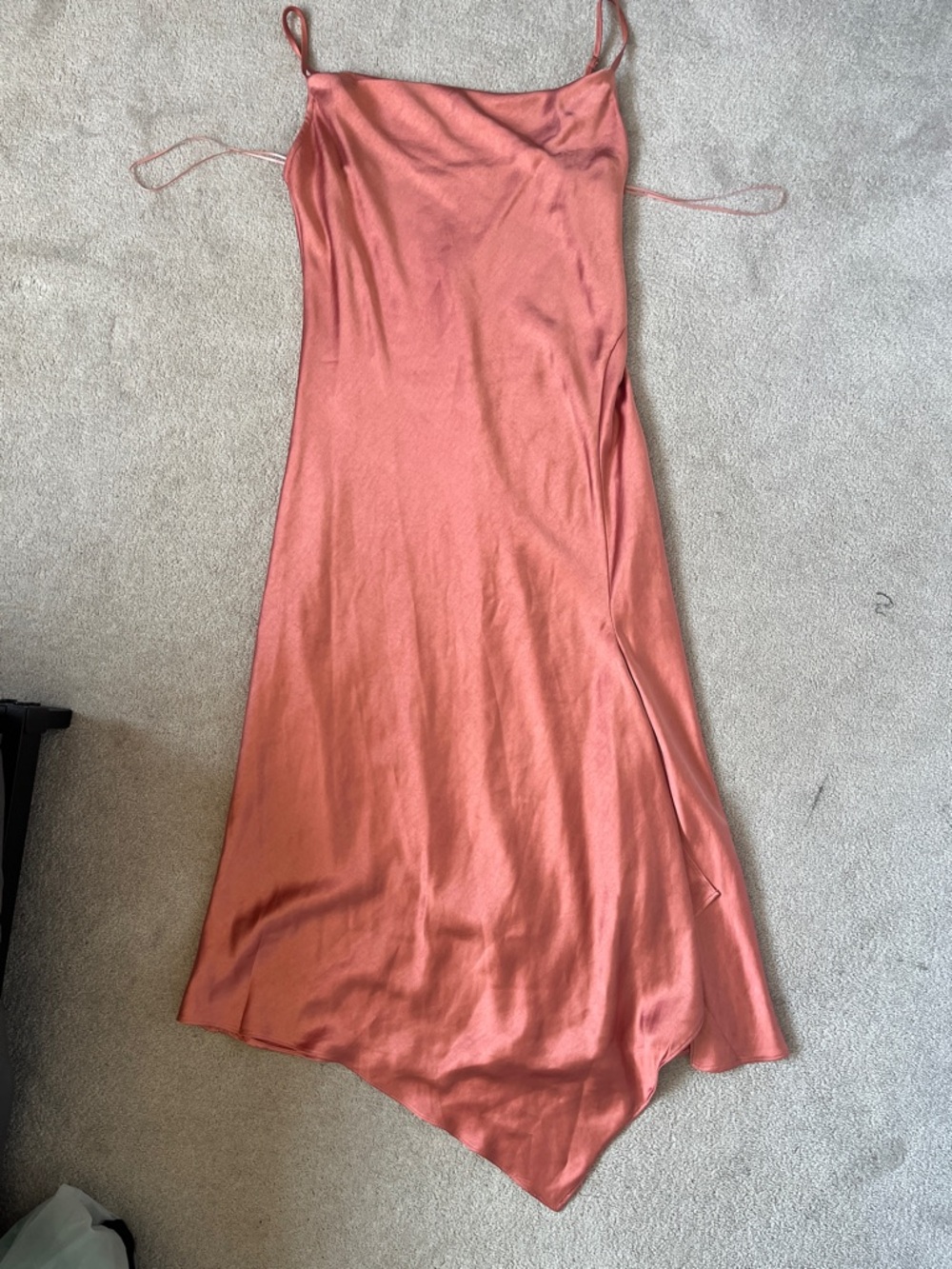 Lush Satin Slip Dress in Coral Pink